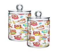 Ttgoth Qtip Lot de 2 pots en acrylique pour salle de bain Motif chouettes