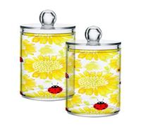 Ttgoth Qtip Lot de 2 pots en acrylique pour salle de bain Motif coccinelles et fleurs