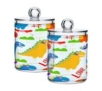 Ttgoth Qtip Lot de 2 pots en acrylique pour salle de bain Motif dinosaures mignons