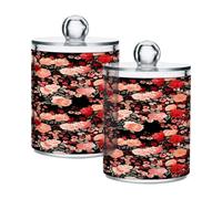 Ttgoth Qtip Lot de 2 pots en acrylique pour salle de bain Motif fleurs colorées