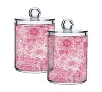 Ttgoth Qtip Lot de 2 pots en acrylique pour salle de bain Motif fleurs roses
