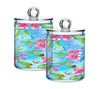 Ttgoth Qtip Lot de 2 pots en acrylique pour salle de bain Motif libellule Pour cotons, bourgeons, cotons-tiges, boules