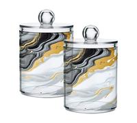 Ttgoth Qtip Lot de 2 pots en acrylique pour salle de bain Motif marbre doré