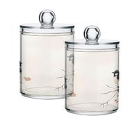 Ttgoth Qtip Lot de 2 pots en acrylique pour salle de bain Motif oiseaux aquarelle