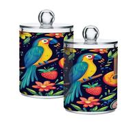 Ttgoth Qtip Lot de 2 pots en acrylique pour salle de bain Motif oiseaux tropicaux et fleurs
