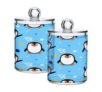 Ttgoth Qtip Lot de 2 pots en acrylique pour salle de bain Motif pingouins mignons