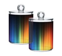 Ttgoth Qtip Lot de 2 pots en acrylique pour salle de bain Motif rayures colorées