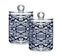 Ttgoth Qtip Lot de 2 pots en porcelaine pour salle de bain en acrylique pour cotons, bourgeons, cotons-tiges, boules