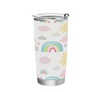 Ttgoth Rainbow Gobelet avec couvercle à paille - 600 ml - Isolation sous vide - Double paroi - En acier inoxydable - Pour boissons chaudes et froides