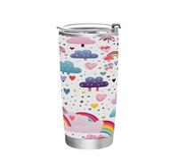Ttgoth Rainbow Gobelet avec couvercle à paille - 600 ml - Isolation sous vide - Double paroi - En acier inoxydable - Pour boissons chaudes et froides