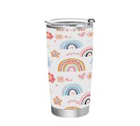 Ttgoth Rainbow Gobelet avec couvercle à paille - 600 ml - Isolation sous vide - Double paroi - En acier inoxydable - Pour boissons chaudes et froides