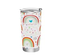 Ttgoth Rainbow Gobelet avec couvercle à paille - 600 ml - Isolation sous vide - Double paroi - En acier inoxydable - Pour boissons chaudes et froides