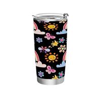 Ttgoth Rainbow Gobelet avec couvercle à paille - 600 ml - Isolation sous vide - Double paroi - En acier inoxydable - Pour boissons chaudes et froides