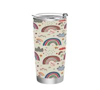 Ttgoth Rainbow Gobelet avec couvercle à paille - 600 ml - Isolation sous vide - Double paroi - En acier inoxydable - Pour boissons chaudes et froides