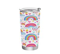 Ttgoth Rainbow Gobelet avec couvercle à paille - 600 ml - Isolation sous vide - Double paroi - En acier inoxydable - Pour boissons chaudes et froides