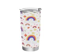 Ttgoth Rainbow Gobelet avec couvercle à paille - 600 ml - Isolation sous vide - Double paroi - En acier inoxydable - Pour boissons chaudes et froides