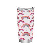 Ttgoth Rainbow Gobelet avec couvercle à paille - 600 ml - Isolation sous vide - Double paroi - En acier inoxydable - Pour boissons chaudes et froides