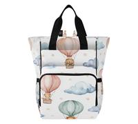 Ttgoth Sac à dos à langer en forme de montgolfière imperméable avec porte-biberons isothermes, sac à dos de voyage multi-poches avec sangles de poussette pour maman et papa