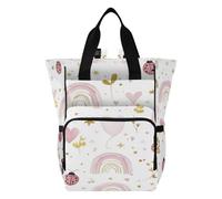 Ttgoth Sac à langer bohème arc-en-ciel imperméable avec porte-biberons isothermes, sac à dos de voyage multi-poches avec sangles de poussette pour maman et papa