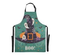 Ttgoth Tablier de chef avec chapeau de sorcière d'Halloween pour homme et femme | Tablier de cuisine avec col réglable et grandes poches pour cuisine, pâtisserie, café, jardinage