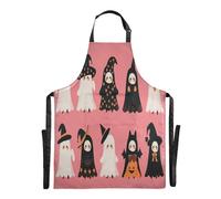 Ttgoth Tablier d'Halloween Boo pour homme et femme | Tablier de cuisine avec col réglable et grandes poches pour cuisine, pâtisserie, café, jardinage