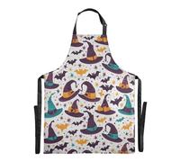 Ttgoth Tablier d'Halloween pour homme et femme | Tablier de cuisine avec col réglable et grandes poches pour cuisine, pâtisserie, café, jardinage