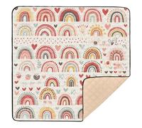 Ttgoth Tapis de jeu bohème arc-en-ciel pour bébé, 127 x 127 cm, doux, pliable, imperméable, antidérapant, pour nourrissons, bébés et tout-petits