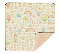 Ttgoth Tapis de jeu bohème arc-en-ciel pour bébé, 127 x 127 cm, doux, pliable, imperméable, antidérapant, pour nourrissons, bébés et tout-petits