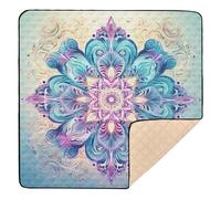 Ttgoth Tapis de jeu mandala pour bébé - 127 x 127 cm - Souple et pliable - Imperméable - Antidérapant - Tapis de jeu pour enfants et bébés