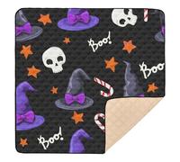 Ttgoth Tapis de jeu pour bébé avec chapeau de sorcière d'Halloween - 127 x 127 cm - Tapis d'éveil souple et pliable - Tapis de sol imperméable et antidérapant - Tapis de jeu pour enfants et bébés