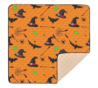Ttgoth Tapis de jeu pour bébé avec chapeau de sorcière d'Halloween - 127 x 127 cm - Tapis d'éveil souple et pliable - Tapis de sol imperméable et antidérapant - Tapis de jeu pour enfants et bébés