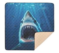 Ttgoth Tapis de jeu pour bébé en forme de bouche de requin - 127 x 127 cm - Souple et pliable - Imperméable - Antidérapant - Pour nourrissons et bébés