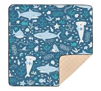 Ttgoth Tapis de jeu pour bébé en forme de requin - 127 x 127 cm - Souple et pliable - Imperméable - Antidérapant - Pour nourrissons et bébés