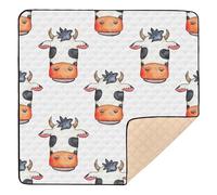 Ttgoth Tapis de jeu pour bébé en forme de vache mignonne - 127 x 127 cm - Souple et pliable - Imperméable - Antidérapant - Pour nourrissons et tout-petits