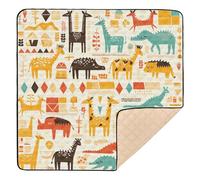 Ttgoth Tapis de jeu pour bébé motif animaux de safari - 127 x 127 cm - Tapis d'éveil souple et pliable - Tapis de sol imperméable et antidérapant - Tapis de jeu pour enfants et bébés