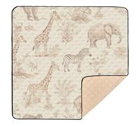 Ttgoth Tapis de jeu pour bébé motif animaux de safari - 127 x 127 cm - Tapis d'éveil souple et pliable - Tapis de sol imperméable et antidérapant - Tapis de jeu pour enfants et bébés