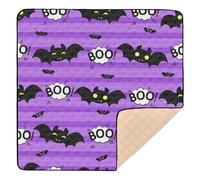 Ttgoth Tapis de jeu pour bébé motif chauve-souris d'Halloween 127 x 127 cm, doux, pliable, imperméable, antidérapant, pour nourrissons, bébés et tout-petits