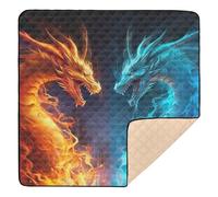 Ttgoth Tapis de jeu pour bébé motif dragon feu et glace 127 x 127 cm, doux, pliable, imperméable, antidérapant, pour nourrissons, bébés et tout-petits
