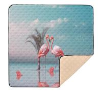 Ttgoth Tapis de jeu pour bébé motif flamant rose, 127 x 127 cm, doux, pliable, imperméable, antidérapant, pour nourrissons, bébés et tout-petits