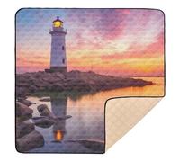 Ttgoth Tapis de jeu pour bébé motif phare de coucher de soleil - 127 x 127 cm - Tapis d'éveil souple et pliable - Tapis de sol imperméable et antidérapant - Tapis de jeu pour enfants et bébés