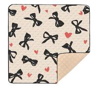 Ttgoth Tapis de jeu vintage pour bébé avec nœud et cœurs - 127 x 127 cm - Souple et pliable - Imperméable - Antidérapant - Tapis de jeu pour enfants et bébés