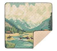Ttgoth Tapis de jeu Western Village Cowboy pour bébé - 127 x 127 cm - Souple et pliable - Imperméable - Antidérapant - Pour nourrissons et tout-petits