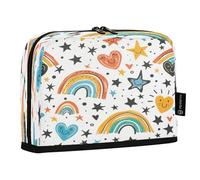 Ttgoth Trousse à crayons debout avec cœur arc-en-ciel - Grande capacité - Pliable - Portable - Organiseur de papeterie - Pour bureau, école, bureau, 21 x 5 x 15 cm