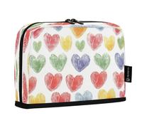 Ttgoth Trousse à crayons debout avec cœur de dessin animé - Grande capacité - Pliable - Portable - Organiseur de papeterie pour bureau, école, fournitures de bureau, 21 x 5 x 15 cm