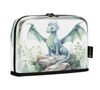 Ttgoth Trousse à crayons debout avec dragon mignon de grande capacité - Pliable - Portable - Organiseur de papeterie pour bureau, école, fournitures de bureau, 21 x 5 x 15 cm