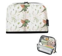 Ttgoth Trousse à crayons debout avec dragon mignon de grande capacité - Pliable - Portable - Organiseur de papeterie pour bureau, école, fournitures de bureau, 21 x 5 x 15 cm