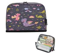 Ttgoth Trousse à crayons debout avec dragon mignon de grande capacité - Pliable - Portable - Organiseur de papeterie pour bureau, école, fournitures de bureau, 21 x 5 x 15 cm
