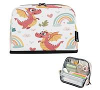 Ttgoth Trousse à crayons debout avec dragon mignon de grande capacité - Pliable - Portable - Organiseur de papeterie pour bureau, école, fournitures de bureau, 21 x 5 x 15 cm