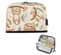 Ttgoth Trousse à crayons debout avec motif paresseux mignon de grande capacité - Pliable - Portable - Organiseur de papeterie pour bureau, école, fournitures de bureau, 21 x 5 x 15 cm