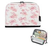 Ttgoth Trousse à crayons debout avec nœud de fleur - Grande capacité - Pliable - Portable - Organiseur de papeterie - Pour bureau, école, bureau, 21 x 5 x 15 cm